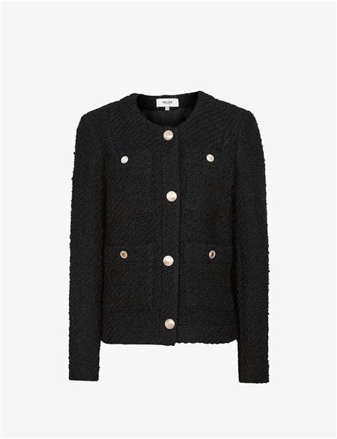 black chanel style jacket.